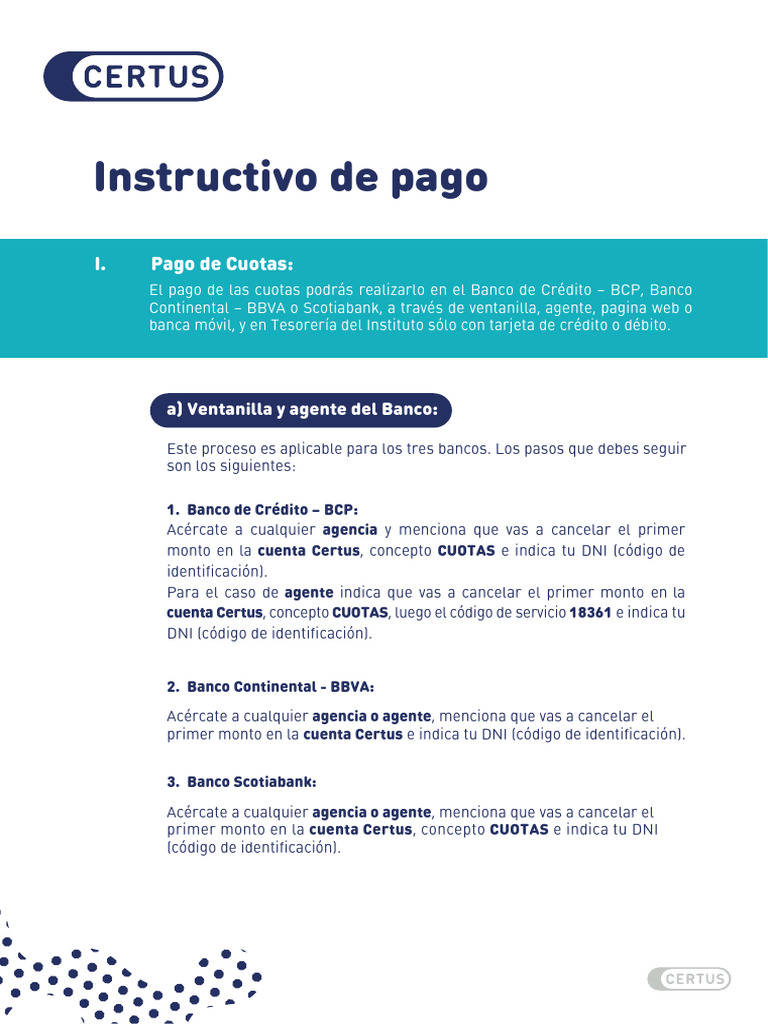 INSTRUCTIVO DE PAGO PARA PENSIONES | PDF | Tarjeta de crédito | Bancos