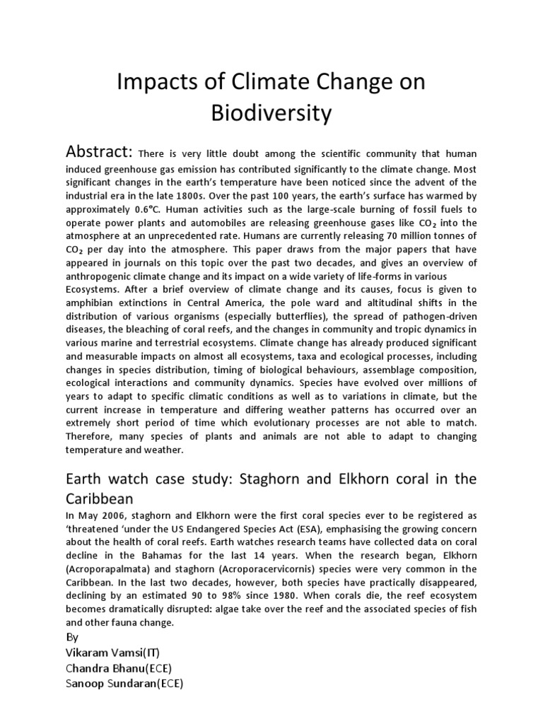 Impacts of Climate Change On Biodiversity | PDF | Climate Change | Coral