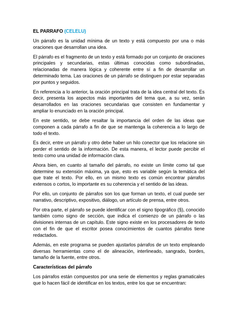 El Parrafo | PDF | Párrafo | Oración (Lingüística)