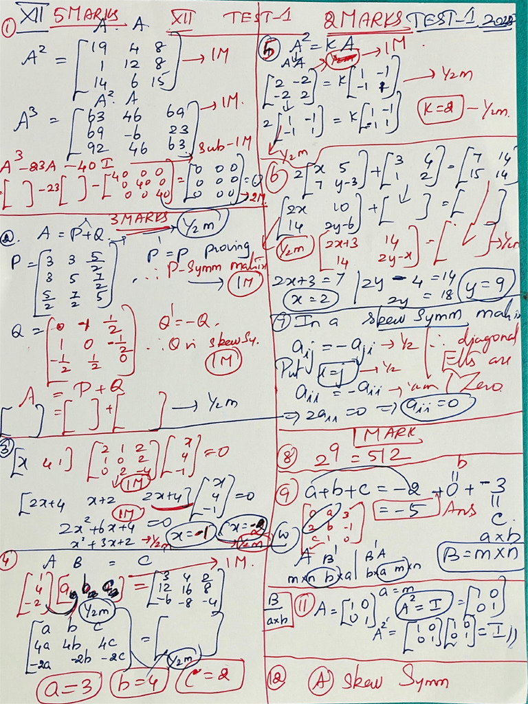 12 Tuition Test 1 2025 Ans Key | PDF