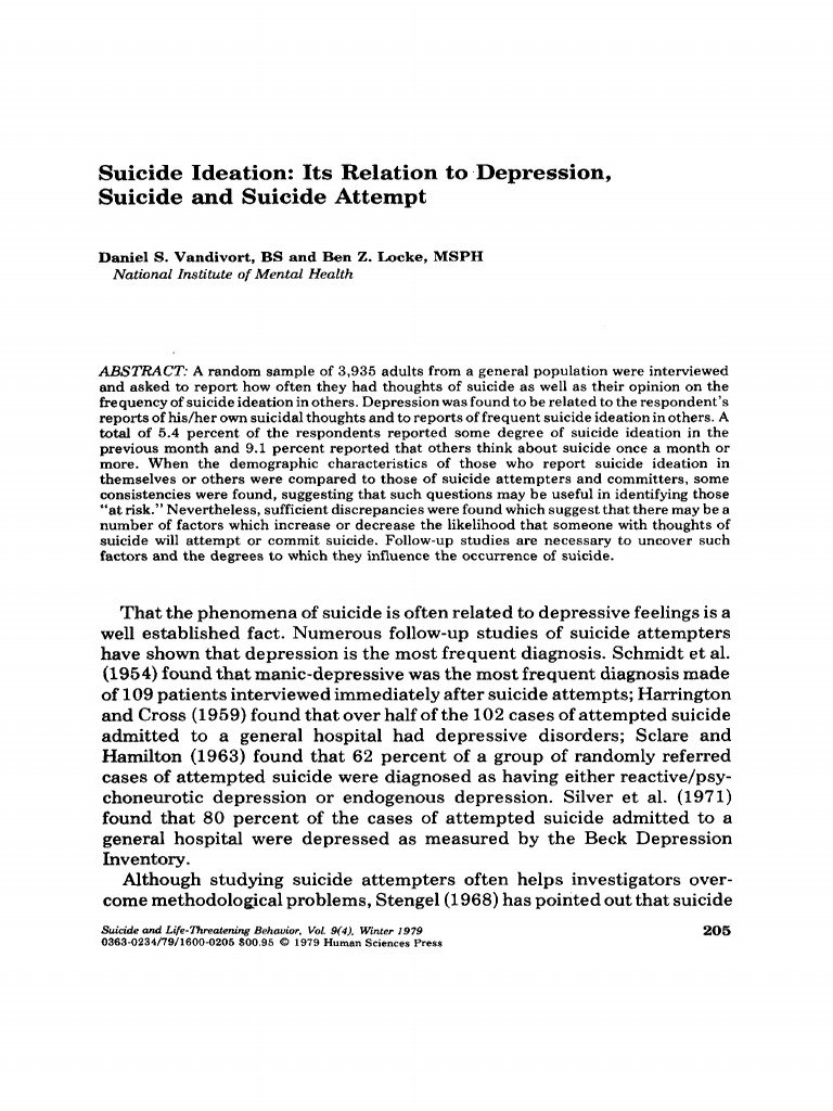 Vandivort Suicide Ideation | PDF | Suicide | Major Depressive Disorder