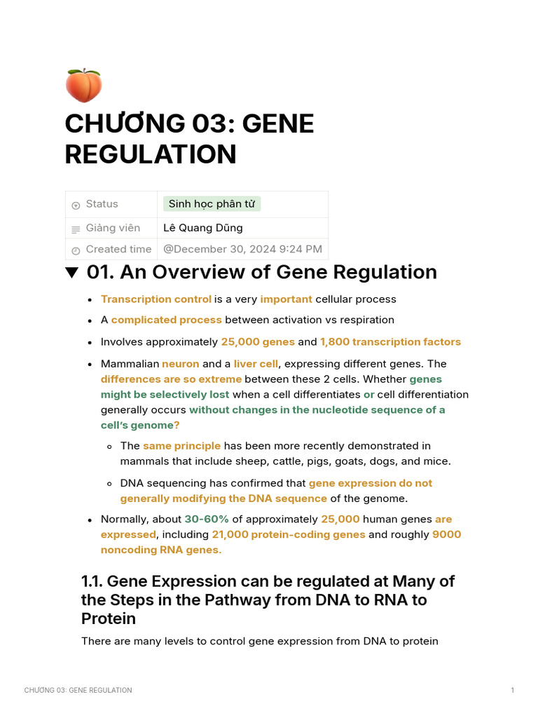 CHNG 03 Gene Regulation | PDF | Promoter (Genetics) | Operon