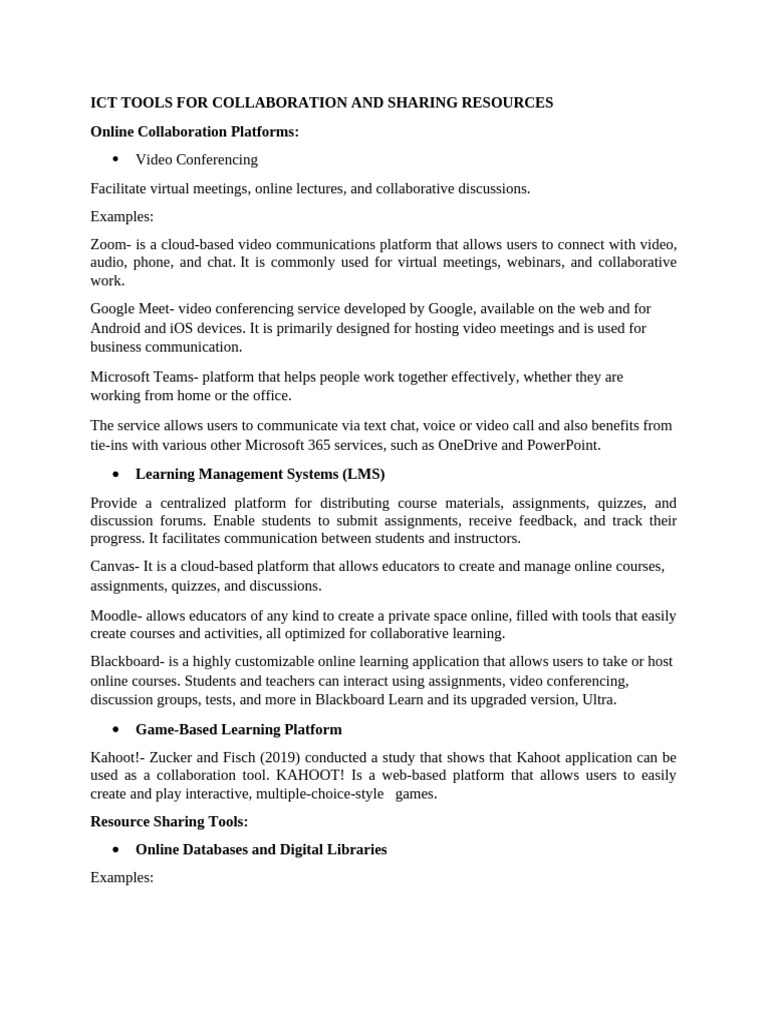 Online Collaboration Tools Overview | PDF | Educational Technology ...