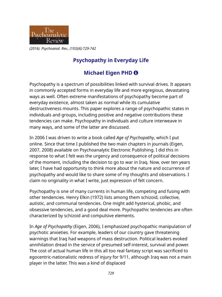 Psychopathy in Everyday Life | PDF | Copyright | Psychopathy