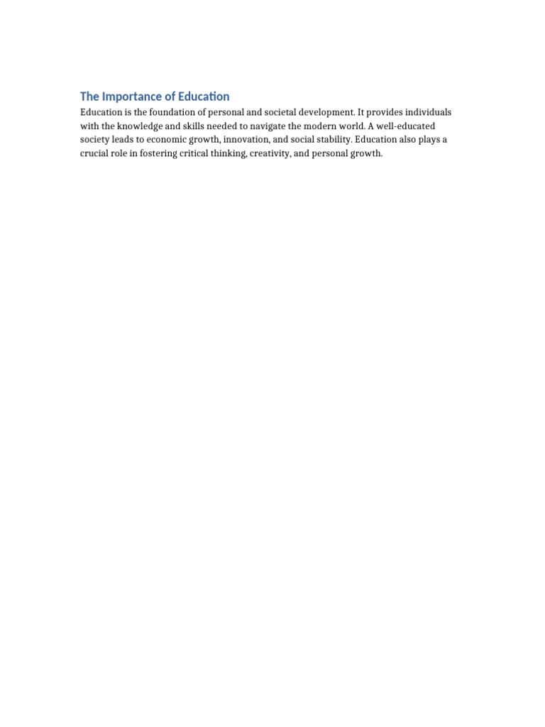 The Role of Education in Society | PDF