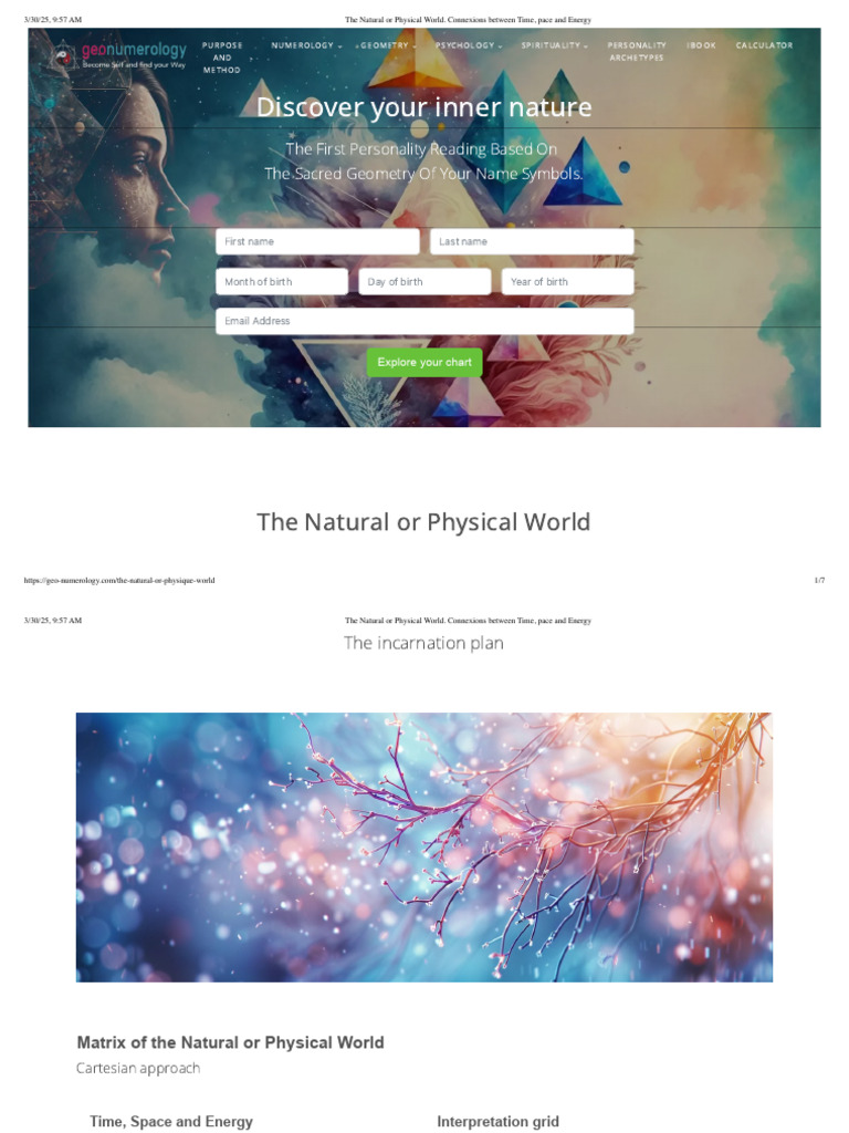 The Natural or Physical World. Connexions Between Time, Pace and Energy ...