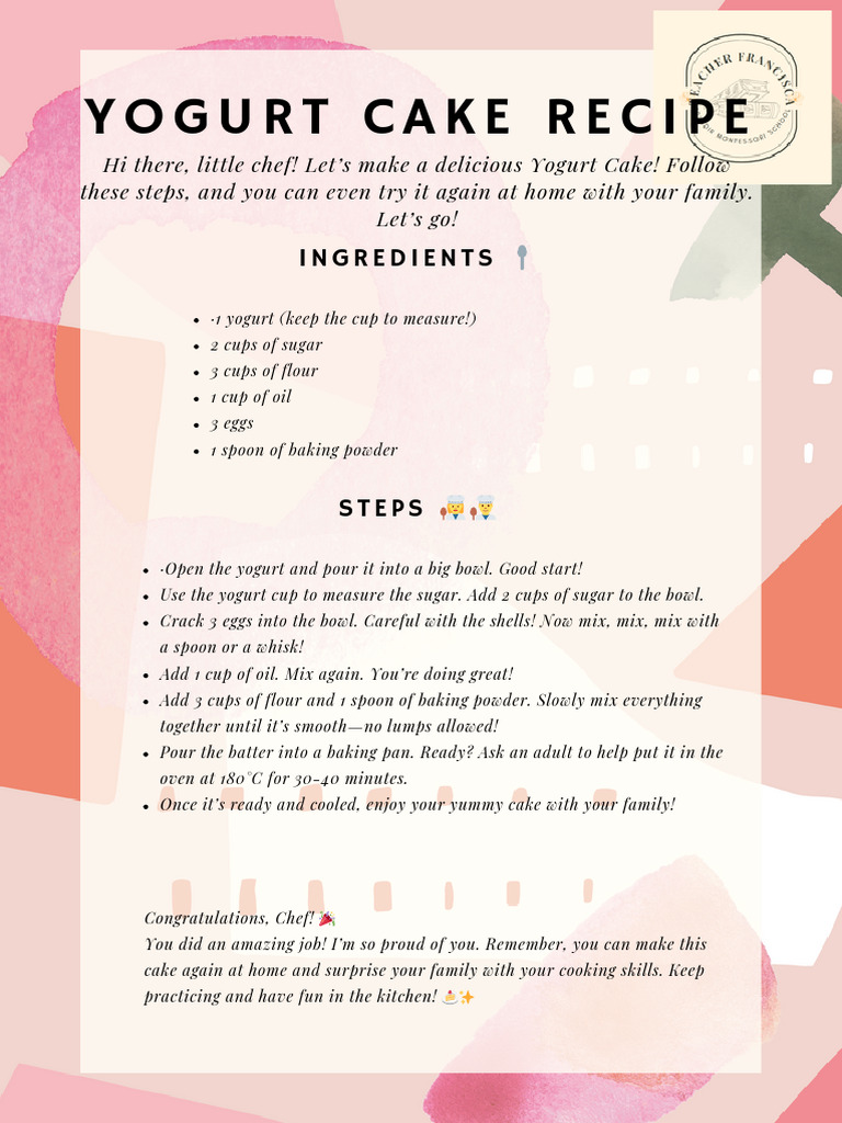 Yogurt Cake Recipe ? (4) | PDF | Cakes | Baking