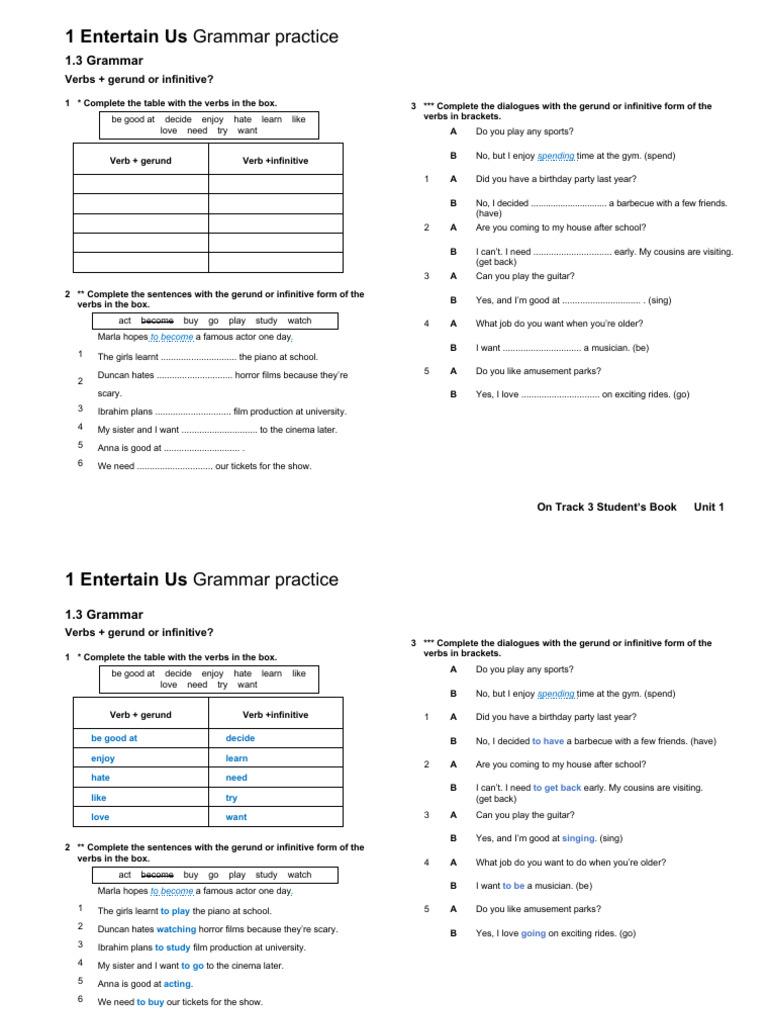 OT3 1.3 Grammar Practice | PDF | Linguistic Morphology | Semantic Units