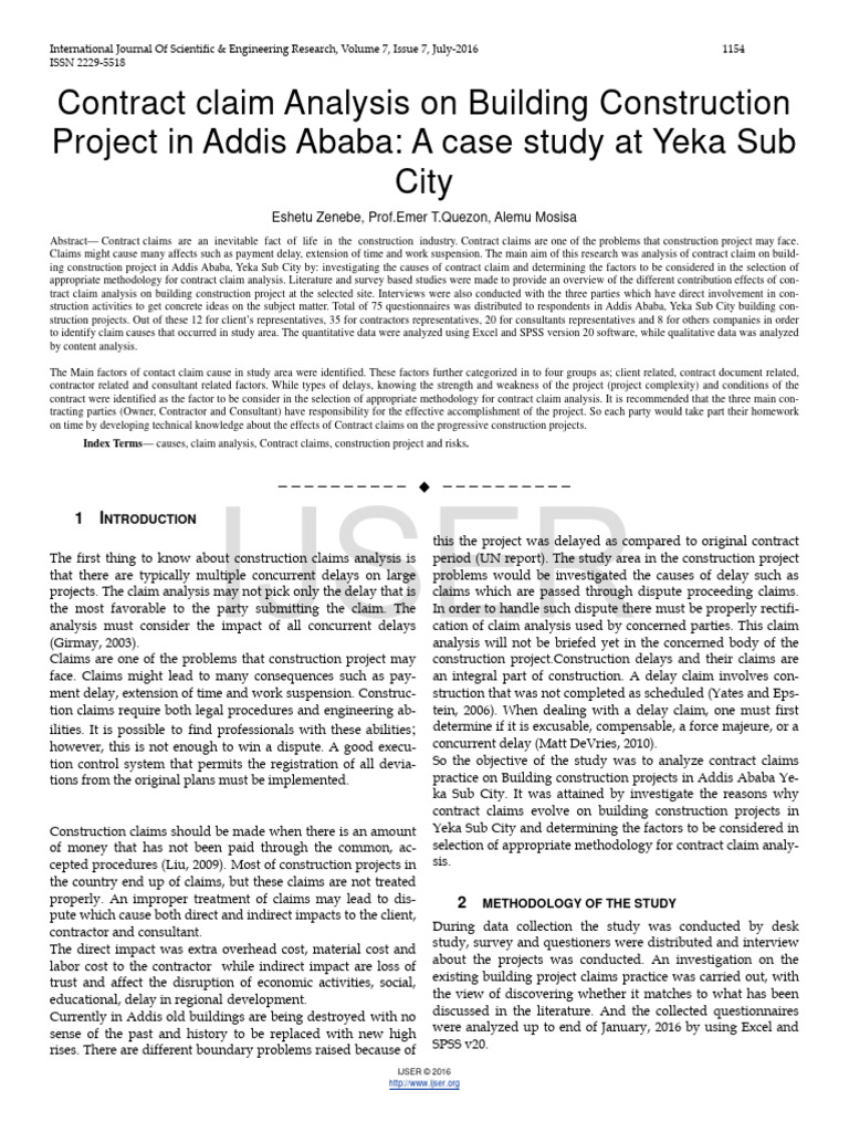 Contract Claim Analysis in Addis Ababa | PDF | Methodology | Data