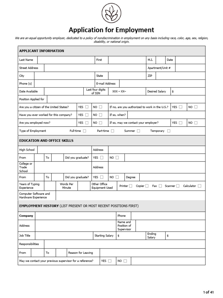 Application For Employment | PDF | Employment | Computing