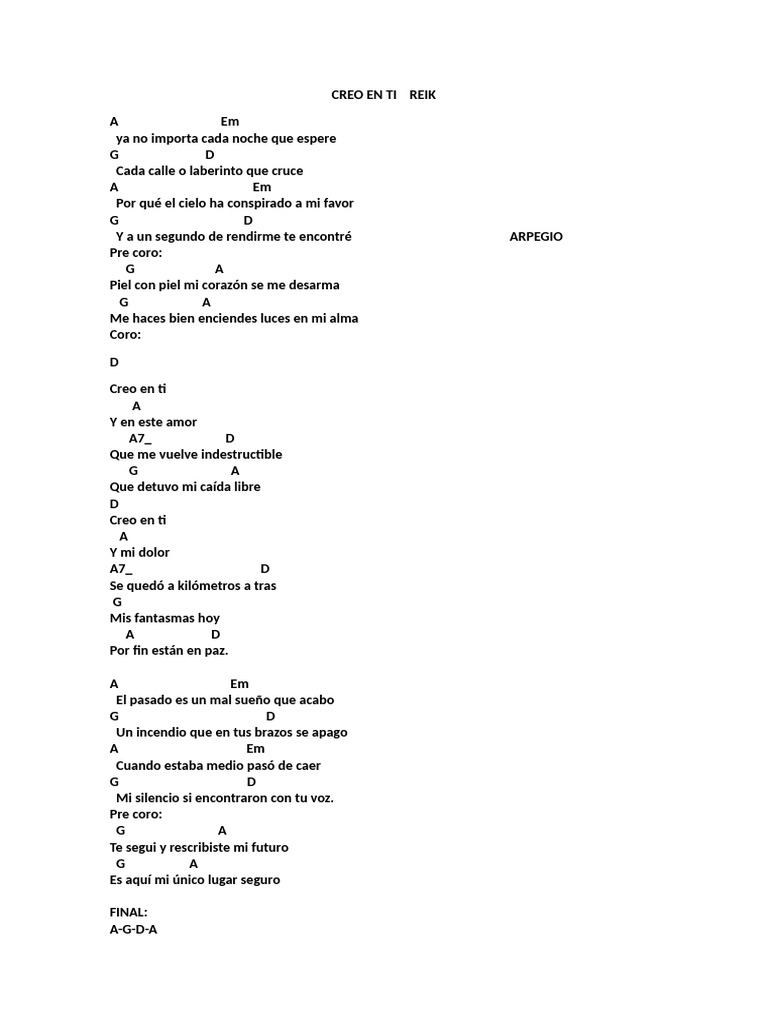 Creo en Ti Reik | PDF