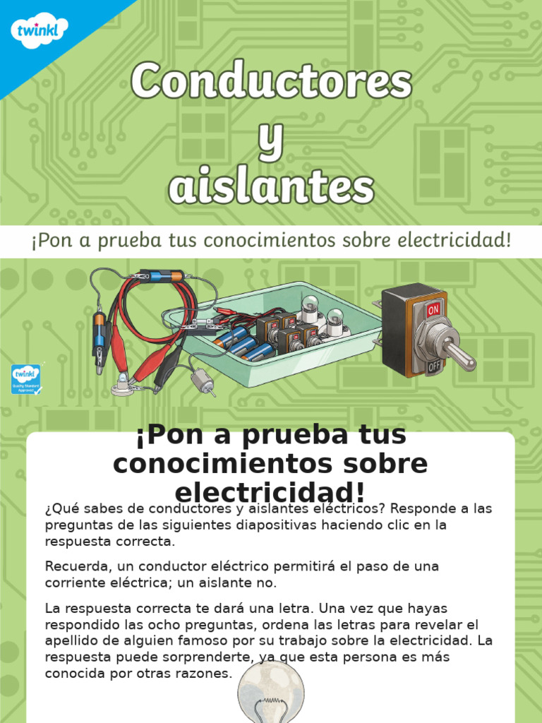 Juego Interactivo Conductores y Aislantes - Ver - 3 | PDF | Aislador ...