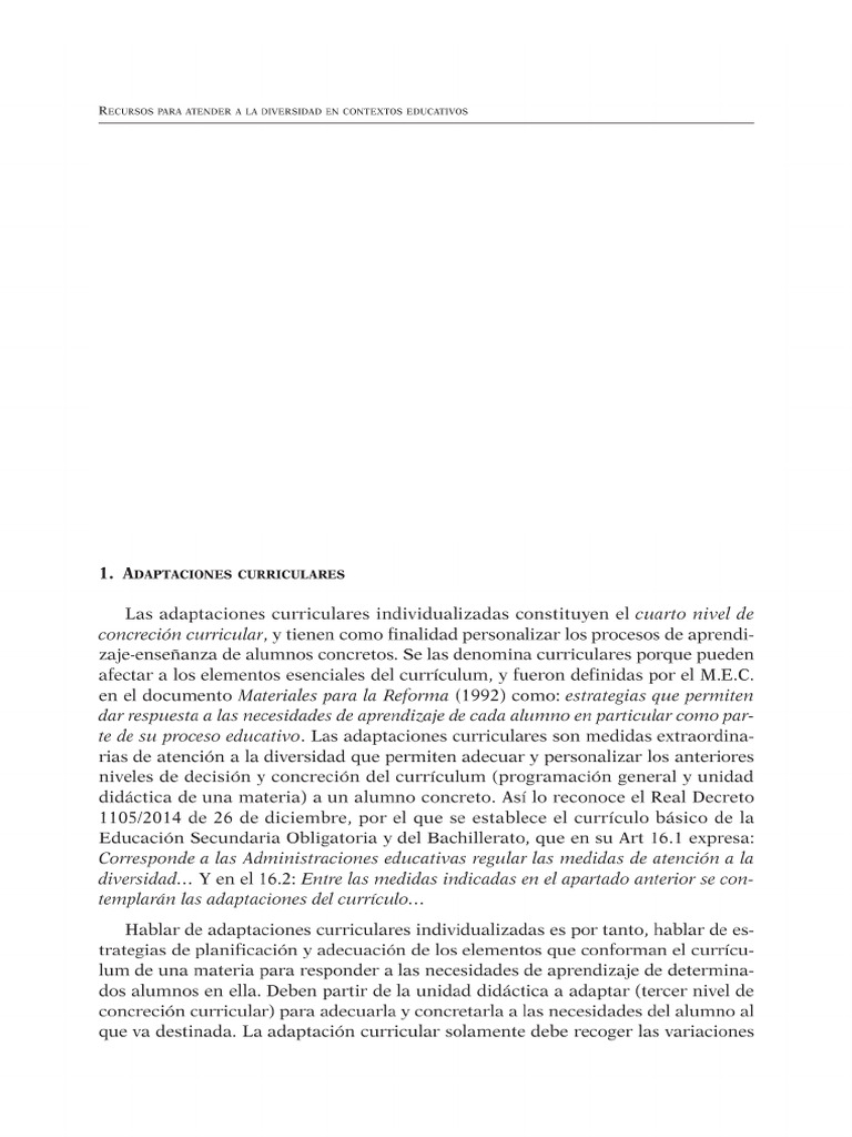 Adaptaciones Curriculares - Recursos para Atender A La Diversidad | PDF