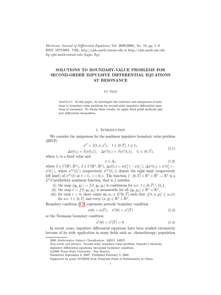 Boundary-Value Problems for Impulsive Equations | PDF | Boundary Value ...