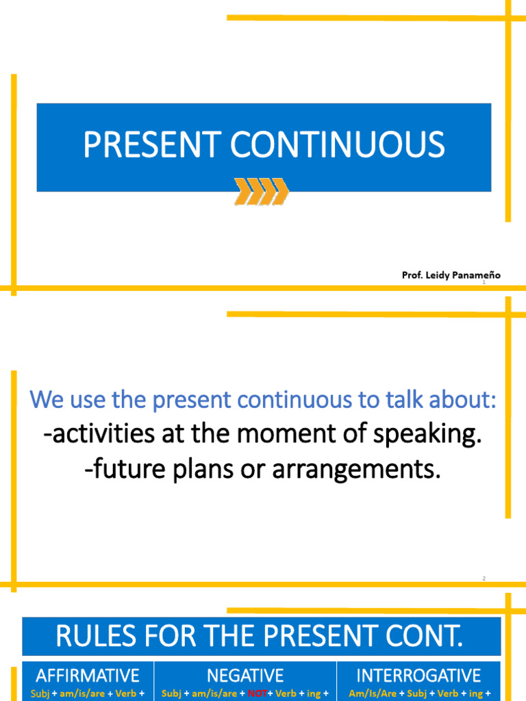 Present Continuous Grammar Guide | PDF