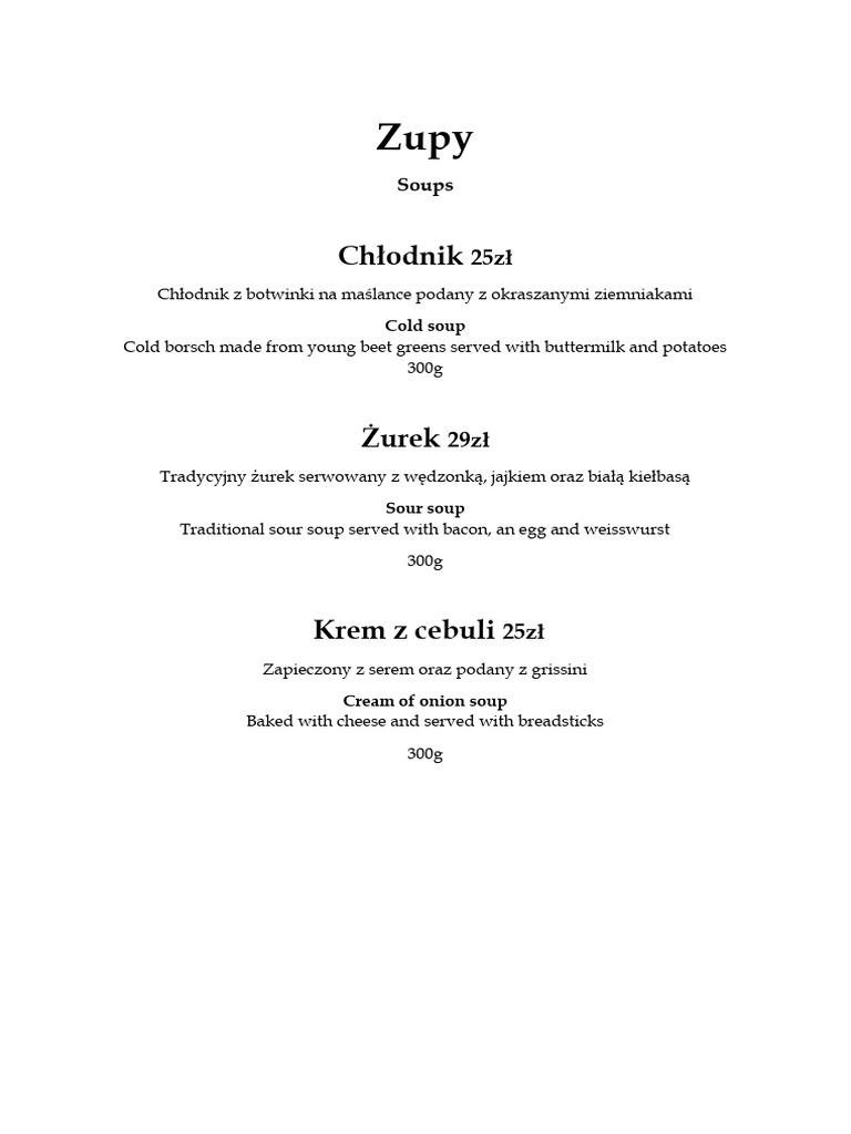 Menu Ala Cart Bulvar | PDF