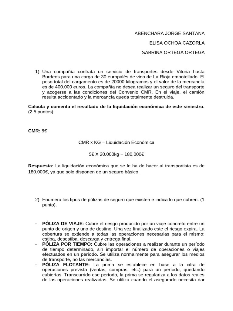 Liquidación de Siniestros en Transporte | PDF | Póliza de seguros | Seguro