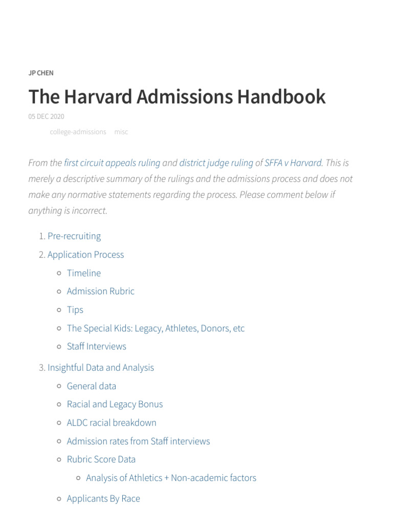 Harvard Admissions Process Overview | PDF | College Admissions In The ...