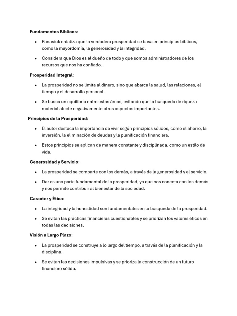 Principios Bíblicos de Prosperidad Integral | PDF