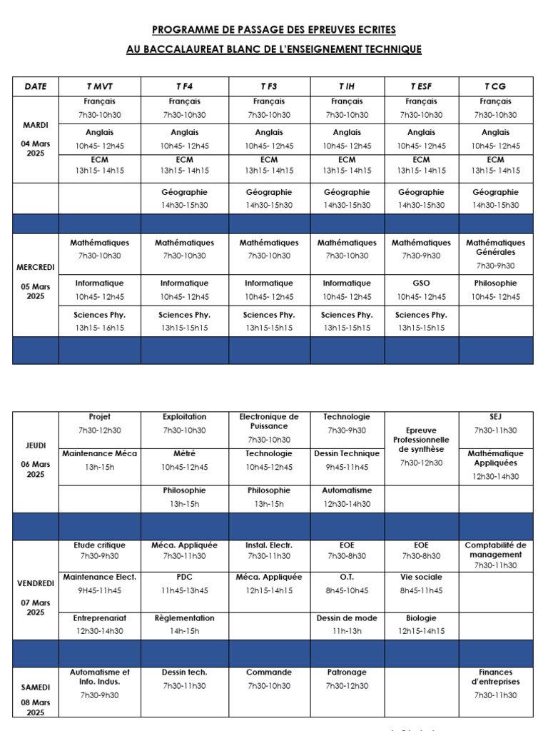 Programme Bac Technique 2025 | PDF | Demande | Science