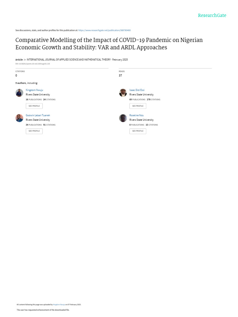 COVID-19's Impact on Nigeria's Economy | PDF | Vector Autoregression ...