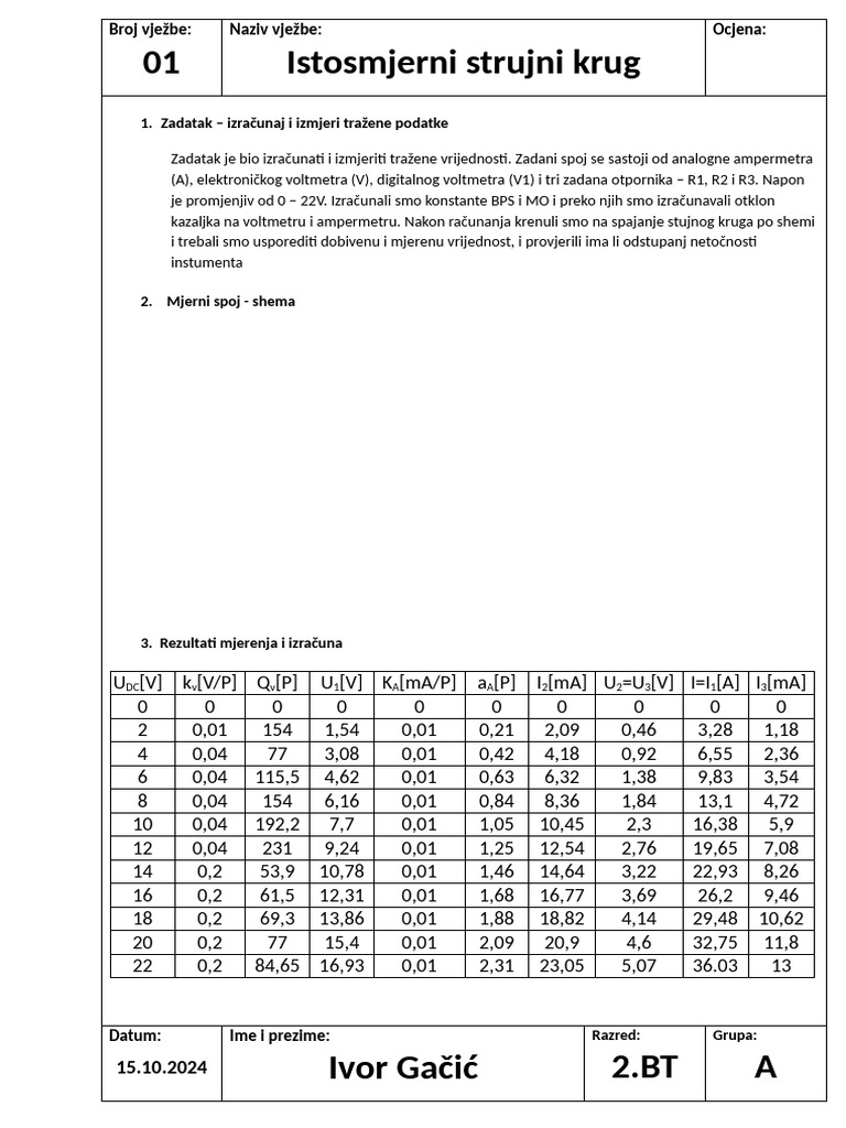 Elektrotehnika Vježbe 1DZ | PDF