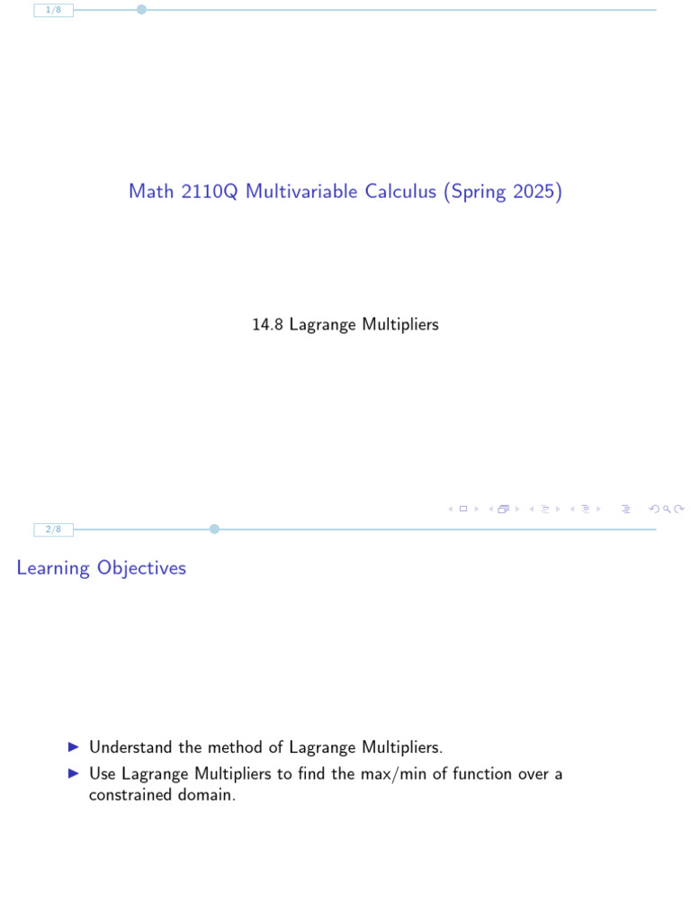 Lagrange Multipliers in Multivariable Calculus | PDF | Multivariable ...