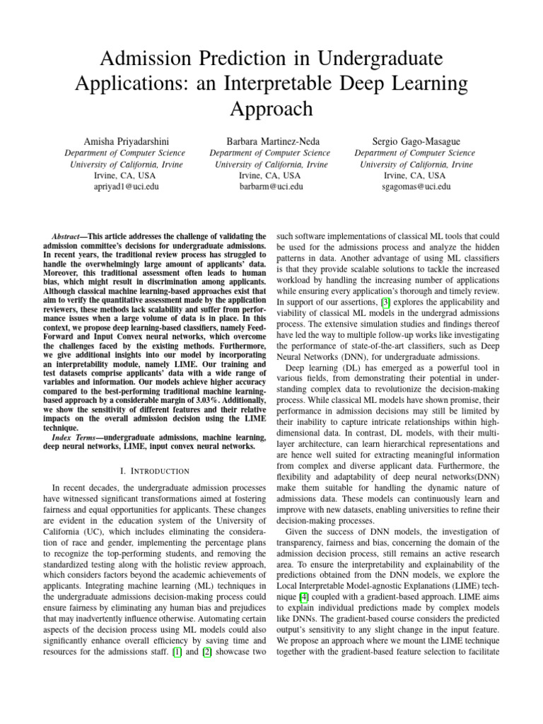 Deep Learning for Admission Prediction | PDF | Machine Learning | Deep ...
