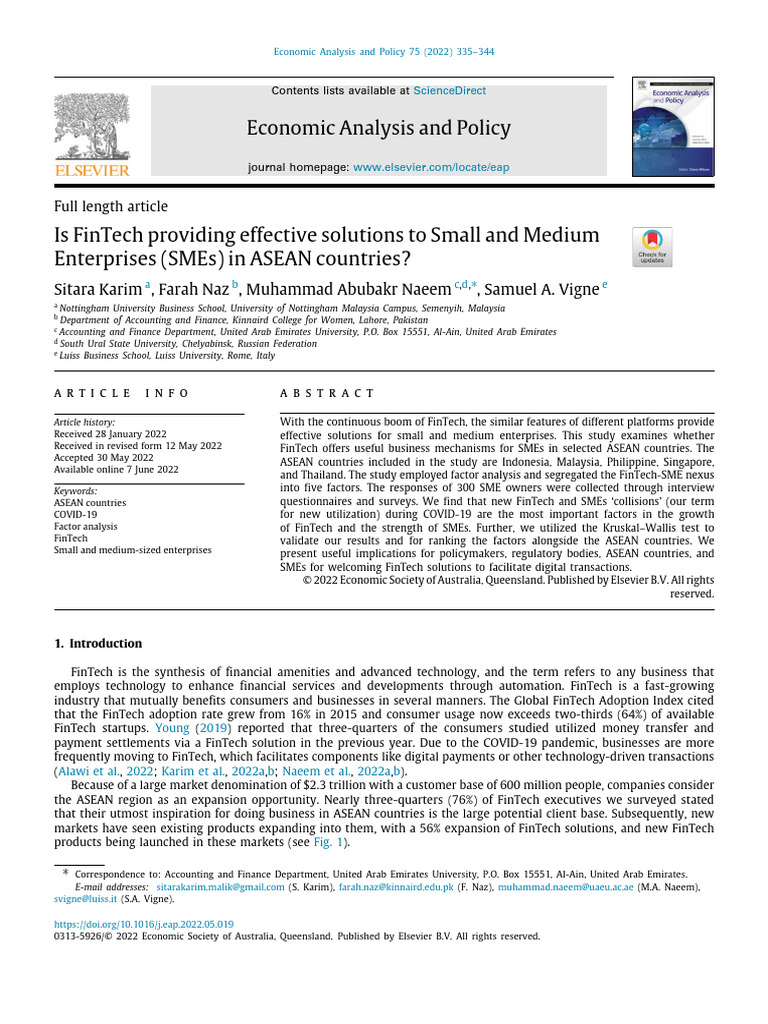 FinTech Solutions for ASEAN SMEs | PDF | Small And Medium Sized ...