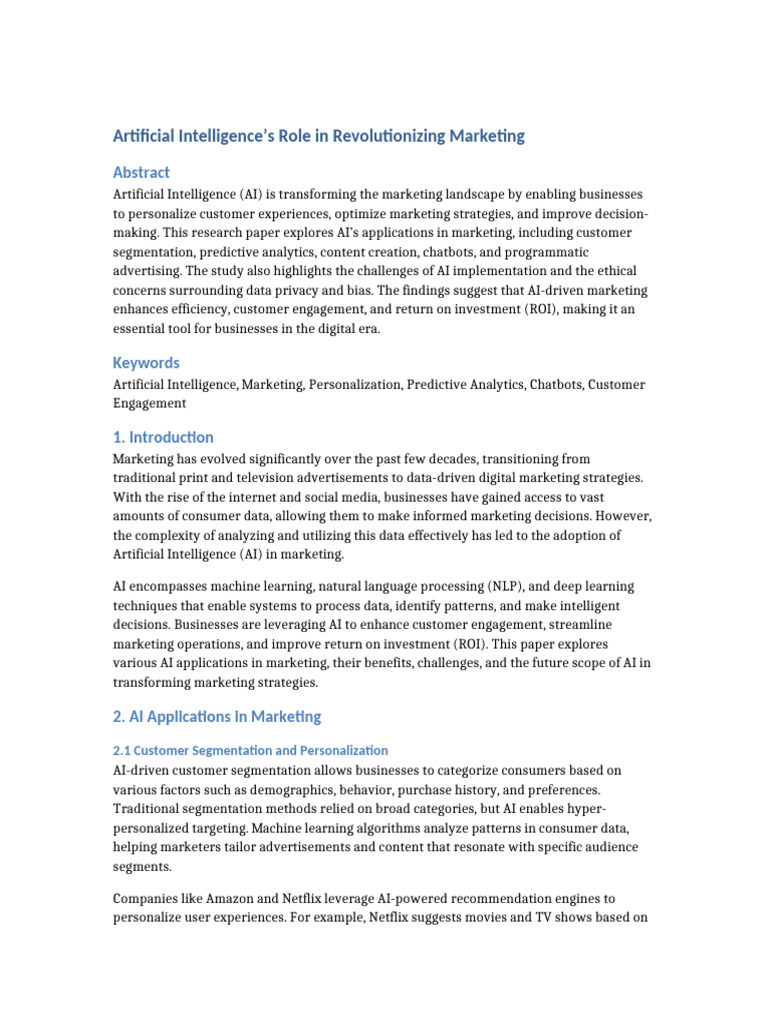 Ai Revolutionizing Marketing Pdf Artificial Intelligence