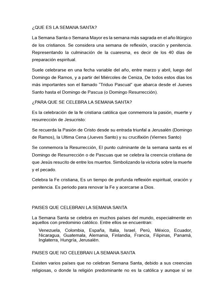 Semana Santa: Significado y Celebraciones | PDF | Pascua de ...