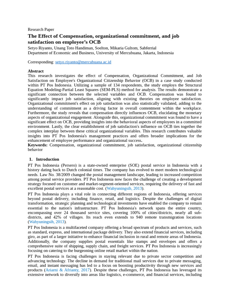 The Effect of Compensation | PDF | Job Satisfaction | Social Psychology