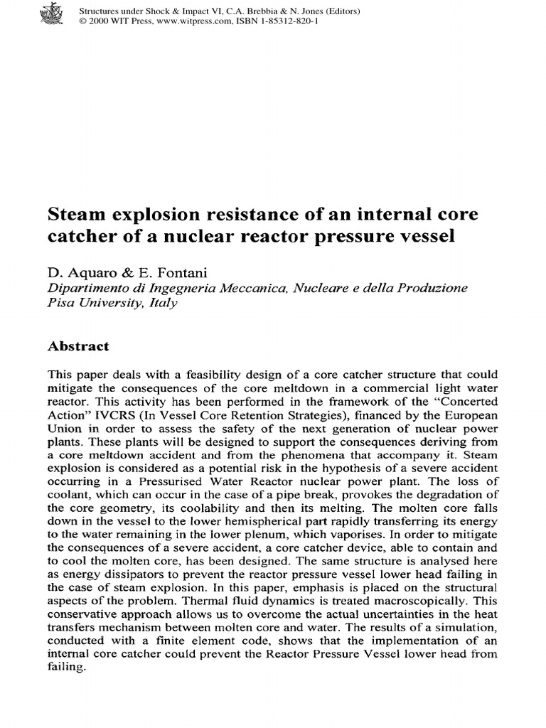 Core Catcher Design for Nuclear Safety | PDF | Deformation (Engineering ...