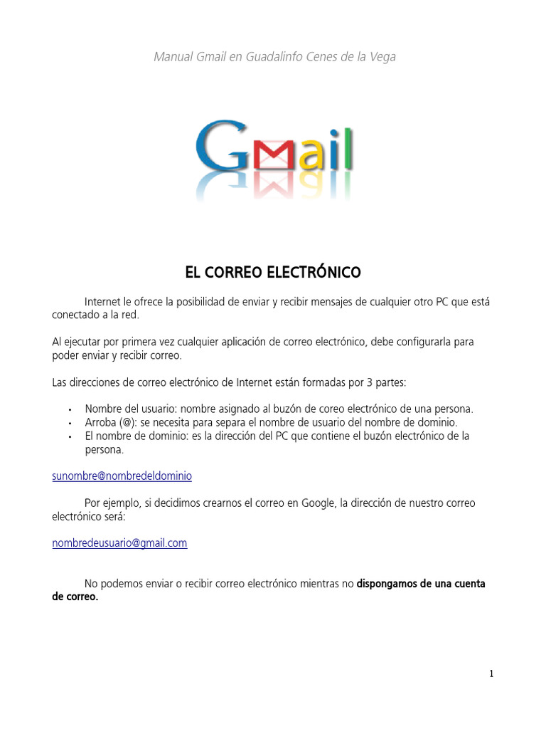 Taller Practico de Correo Electronico en Gmail Cenesdelavega | PDF ...