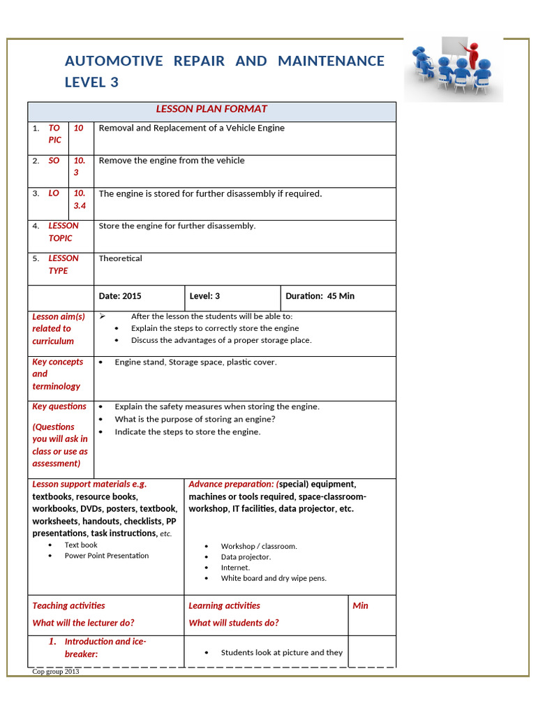 Engine Storage Lesson Plan for Students | PDF | Lesson Plan | Teaching