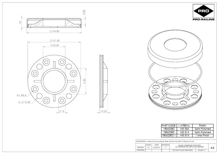 Weld On Round Base Plate Specifications | PDF