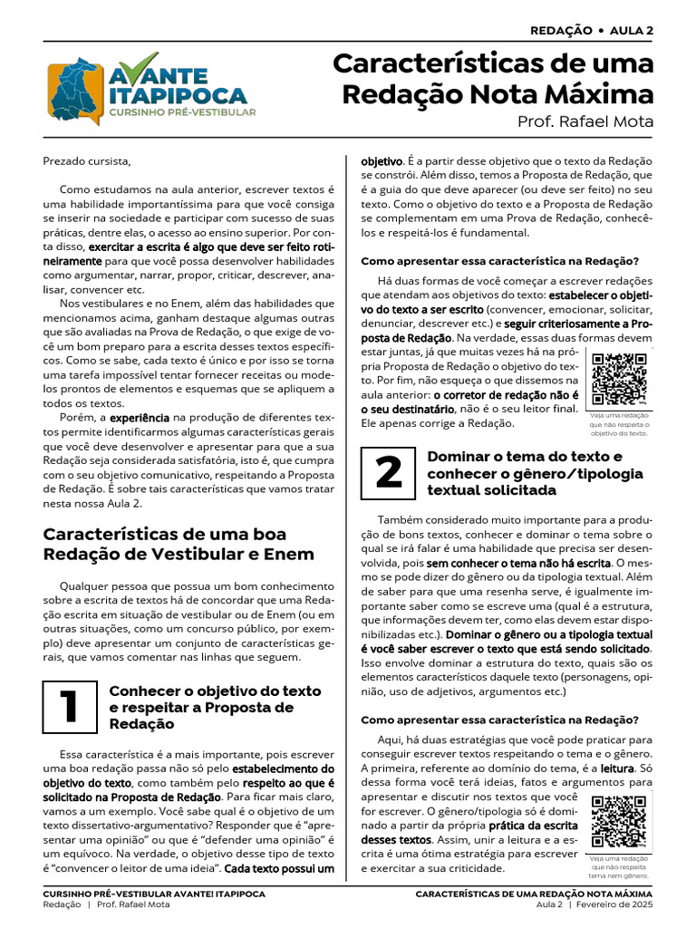 Características da Redação Nota Máxima | PDF | Comunicação humana ...