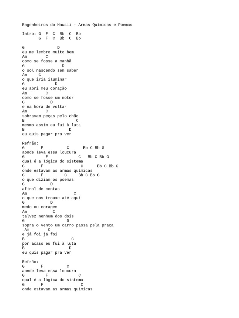 Engenheiros Do Hawaii - Armas Químicas e Poemas | PDF