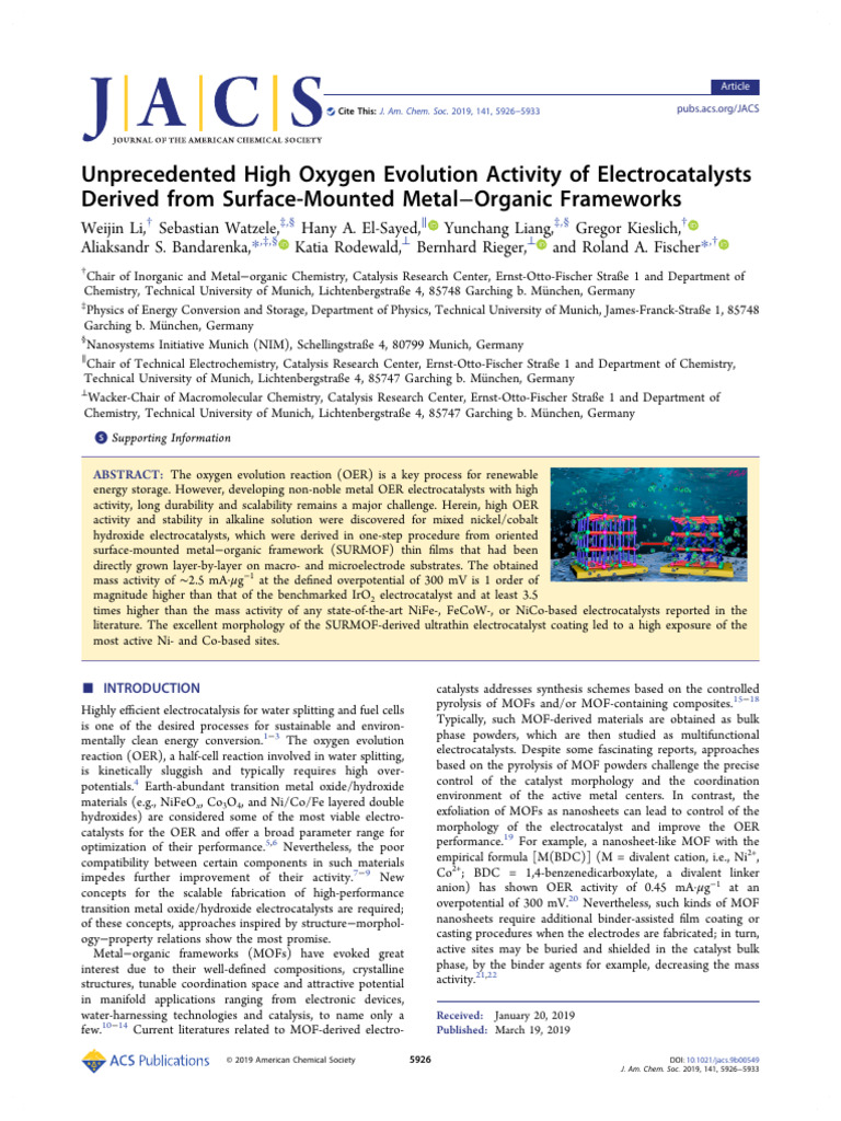 Unprecedented High Oxygen Evolution Activity of Electrocatalysts | PDF ...