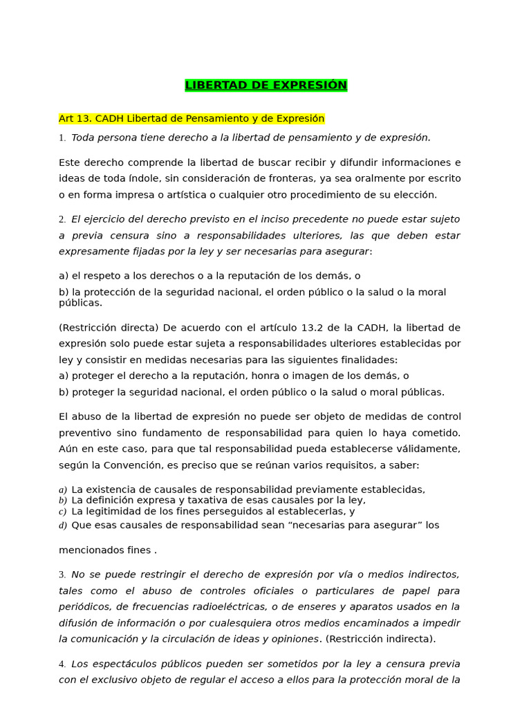 Libertad de Expresion | PDF | Libertad de expresión | Convenio europeo ...