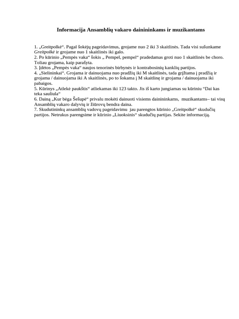 Informacija Dalyviams | PDF