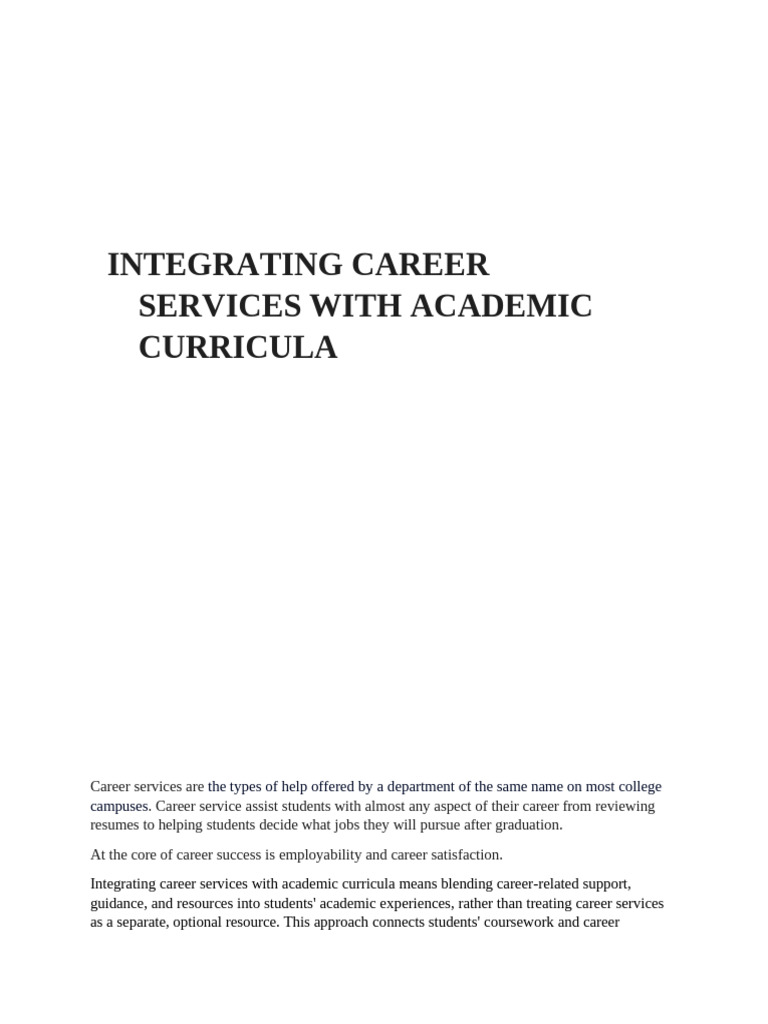 Integrating Career Services in Academics | PDF | Curriculum | Employee ...