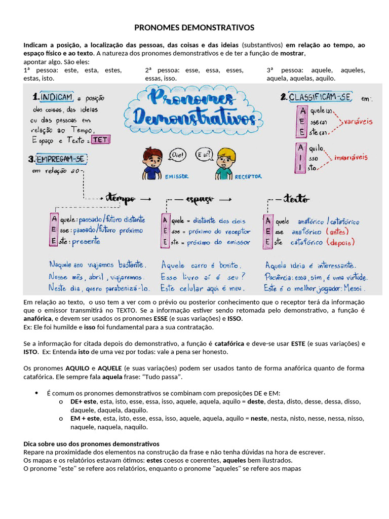 Pronomes Demonstrativos e Possessivos | PDF | Pronome | Linguística