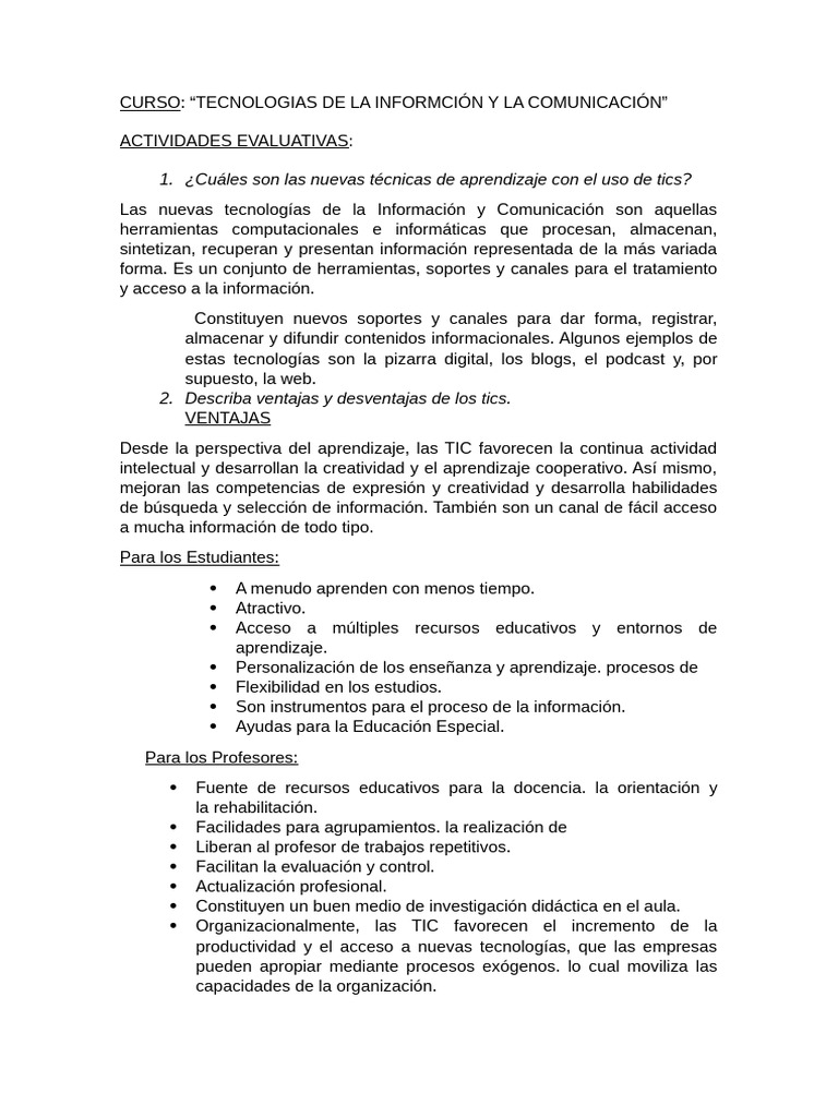 Tecnologias de La Informacion y La Comunicacion | PDF | Tecnología de ...
