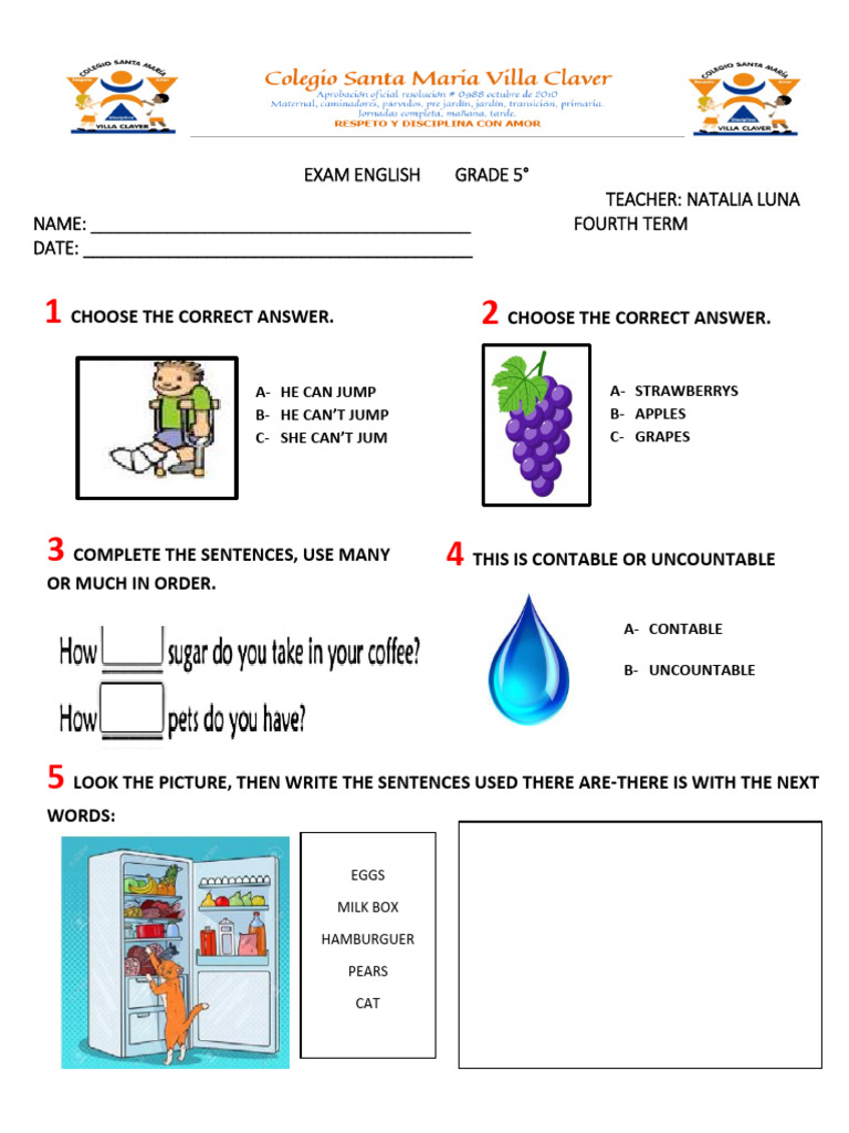 Grade 5 English Exam Questions | PDF