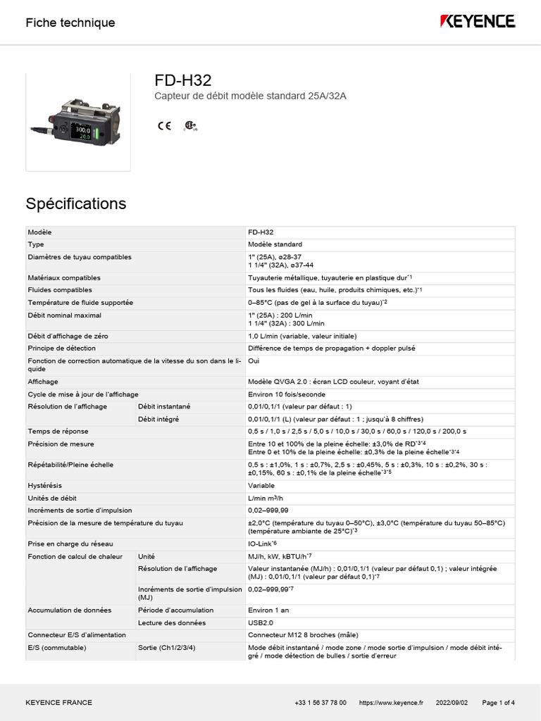 Capteur de débit FD-H32 25A/32A | PDF | Température