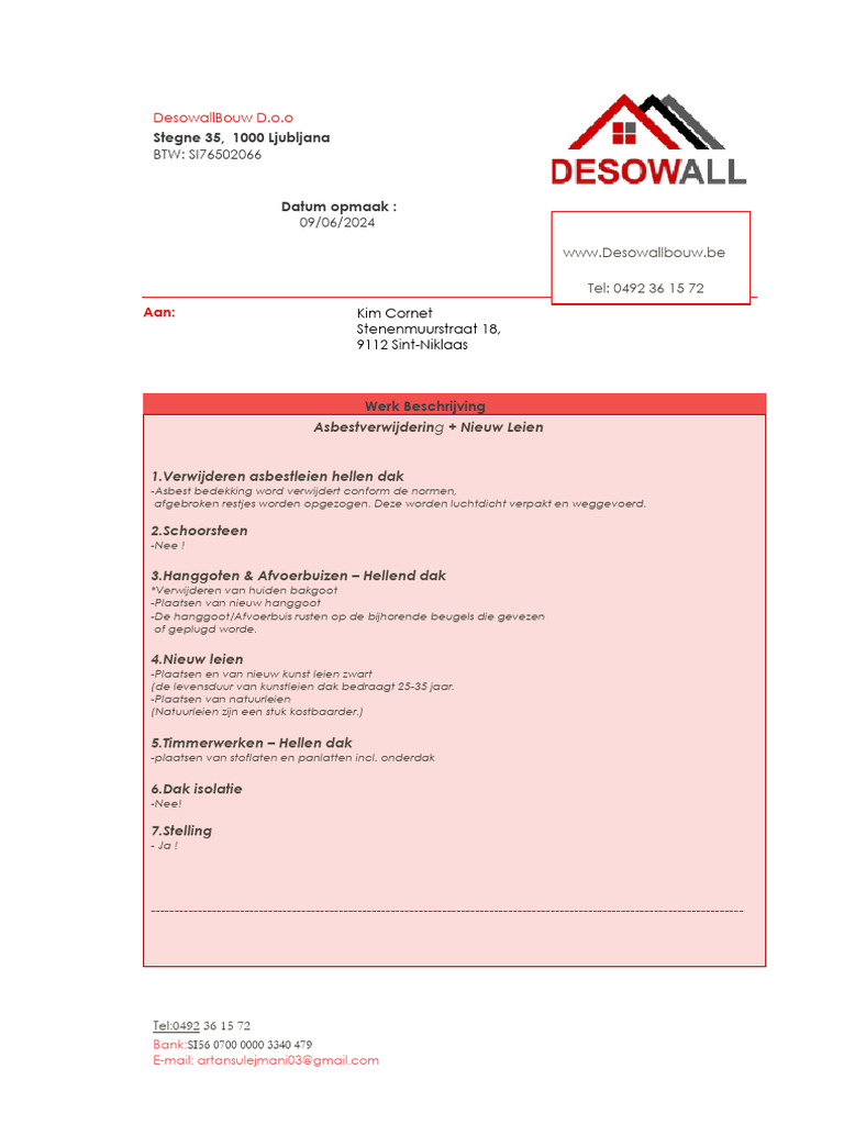Offerte V.M.A Company 2024-0124 Kim.docxx | PDF