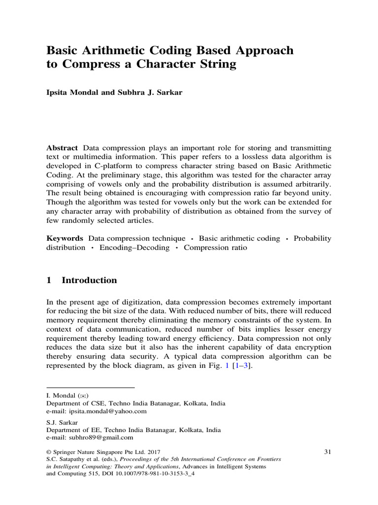 Ibook - Pub Basic Arithmetic Coding Based Approach To Compress A ...