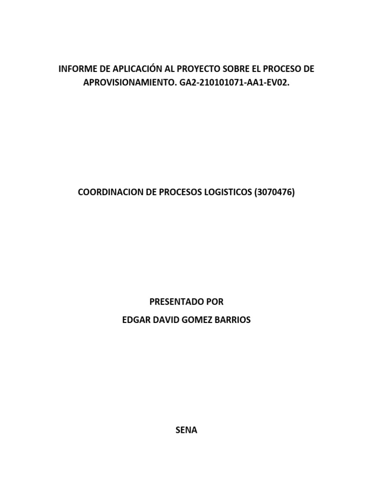 Optimización del Proceso de Aprovisionamiento | PDF | Obtención ...