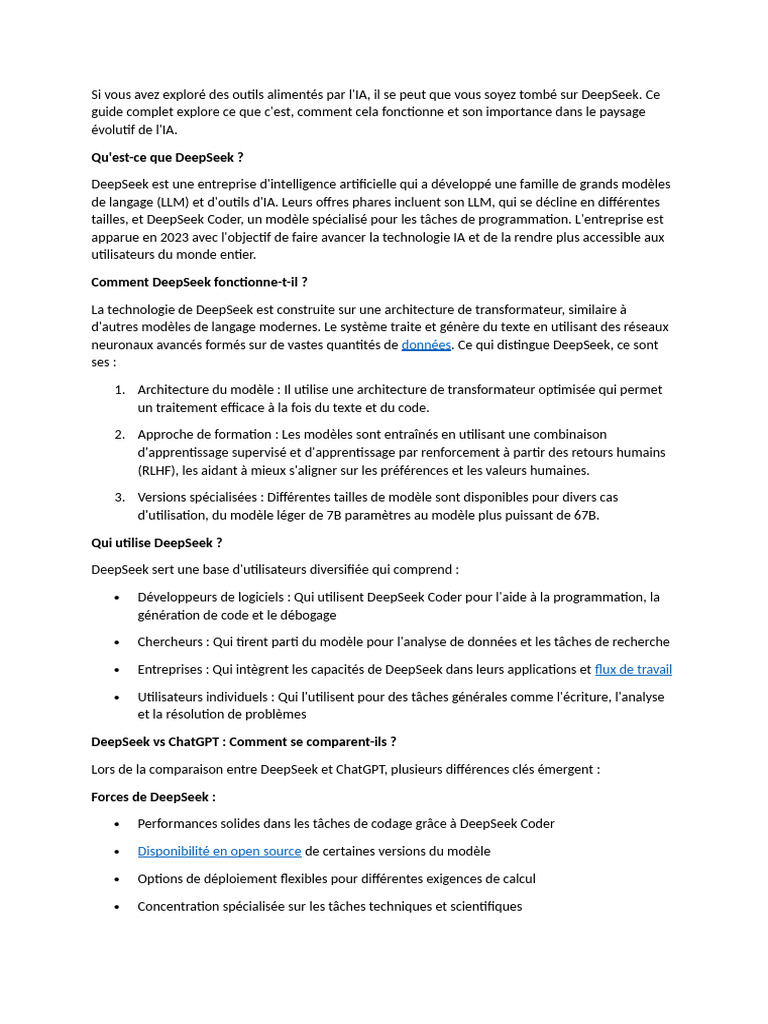 Guide complet sur DeepSeek AI | PDF | Intelligence artificielle ...